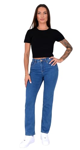 ESRA Straight Leg Jeans Damen Stretch High Waist - Premium Jeans aus Extra Weicher Baumwolle von ESRA