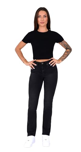 ESRA Straight Leg Jeans Damen Stretch Jeans High Waist Damen – Premium Damen Jeans aus extra weicher Baumwolle von ESRA