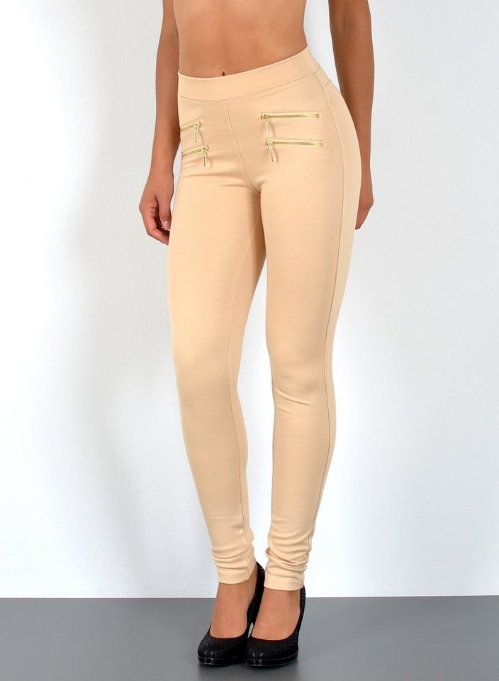 ESRA Stretch-Hose J189 Damen High Waist Skinny Hose mit elastischem Bund, bis Übergröße / Plussize, Sehr enge Damen Treggings Hose mit Gummi-Bund und Stretch Hoch-Bund, bis Große Größen, Damen Stretch-Hose hohe Leibhöhe von ESRA