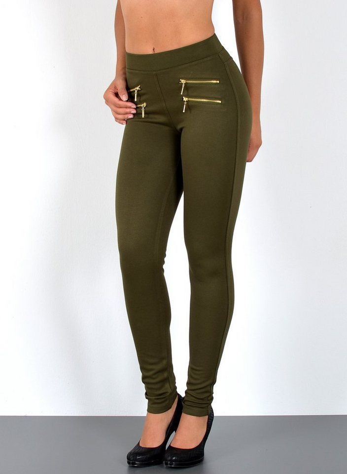 ESRA Stretch-Hose J189 Damen High Waist Skinny Hose mit elastischem Bund, bis Übergröße / Plussize, Sehr enge Damen Treggings Hose mit Gummi-Bund und Stretch Hoch-Bund, bis Große Größen, Damen Stretch-Hose hohe Leibhöhe von ESRA