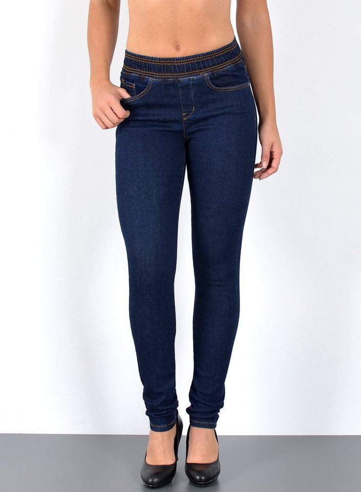 ESRA Stretch-Jeans J440 Damen High Waist Skinny Jeans, elastischer Gummibund, elastischer Gummizug, Enge Röhrenjeans Hoch Bund mit Stretch-Anteil, bis Übergröße / Plussize Größe von ESRA