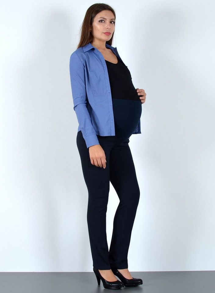 ESRA Umstandshose J490 Umstandsmode Hose Damen Stretch Schwangerschaftshose elastischer Bund von ESRA