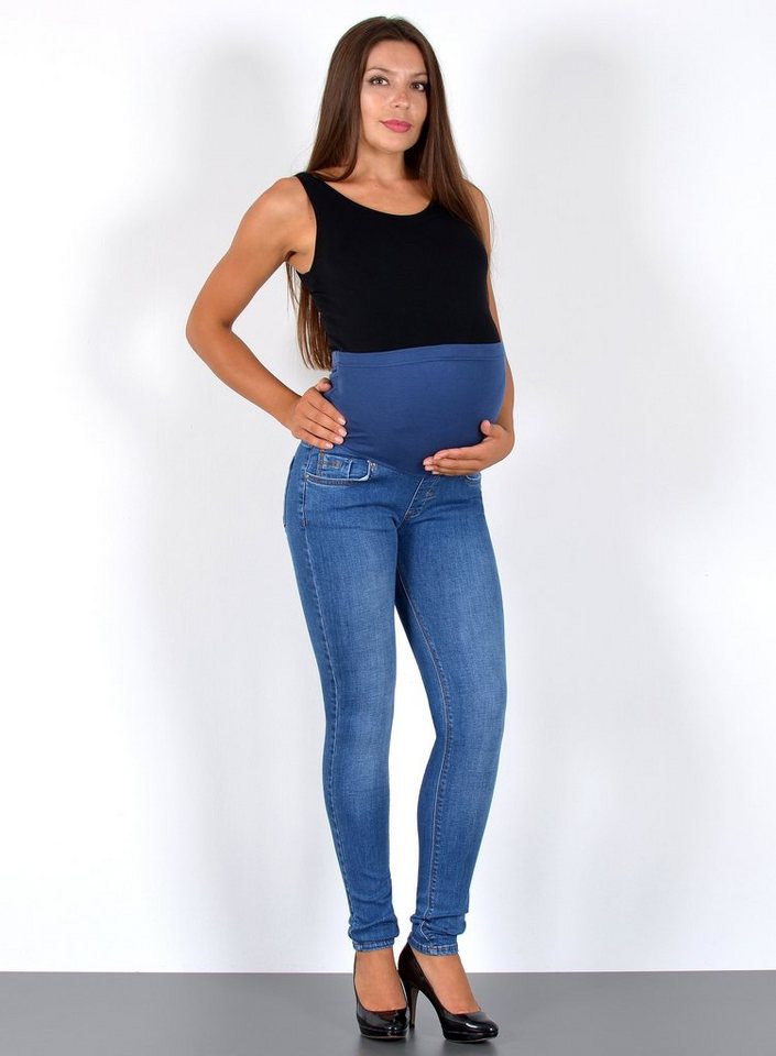 ESRA Umstandsjeans J531 Damen Skinny Fit Schwangerschaftshose mit elastischem Bund, Schwangerschaftsjeans mit hoher Leibhöhe und Stretch, bis Übergröße / Plussize Große Größe, Umstandshose für Schwangerschaft Skinny, Maternity Hose Umstandsjeans Skinny High Waist von ESRA