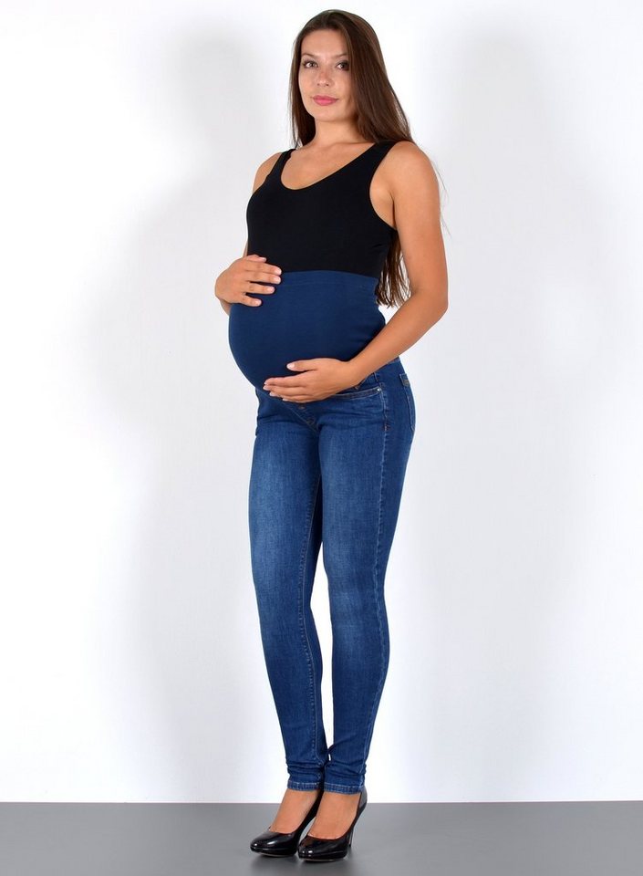 ESRA Umstandsjeans J531 Damen Skinny Fit Schwangerschaftshose mit elastischem Bund, Schwangerschaftsjeans mit hoher Leibhöhe und Stretch, bis Übergröße / Plussize Große Größe, Umstandshose für Schwangerschaft Skinny, Maternity Hose Umstandsjeans Skinny High Waist von ESRA