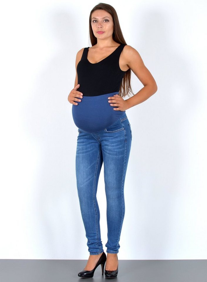 ESRA Umstandsjeans J532 Skinny Schwangerschaftshose mit elastischem Bund, Schwangerschaftsjeans mit hoher Leibhöhe und Stretch, bis Übergröße / Plussize Große Größe, Umstandshose für Schwangerschaft, Maternity Jeans Hose Umstandsjeans Skinny High Waist von ESRA