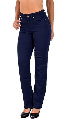 ESRA Damen Hose Straight Leg Hose High-Waist Damen Regular Stretch Stoffhose bis Übergröße T101 von ESRA