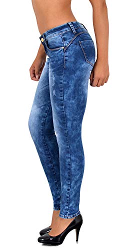 ESRA Damen Jeans Jeanshose Damen Skinny Jeanshosen Pushup Hose bis Übergröße S900 von ESRA