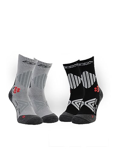 ESSA MERINO 2 PAAR- Merinowolle Wandersocken - atmungsaktive - für Männer und Frauen - Trekkingsocken (as3, numeric, numeric_35, numeric_38, regular, regular, schwarz-grau) von ESSA