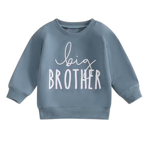 Kinder Baby Jungen Familie Passendes Sweatshirt Strampler für Brüder Langarm Rundhalsausschnitt Little/Big Brothers Strampler Hemd Familie Brüder Kleidung (Big Bro Blau 1, 18-24 Months) von ESSECMBS