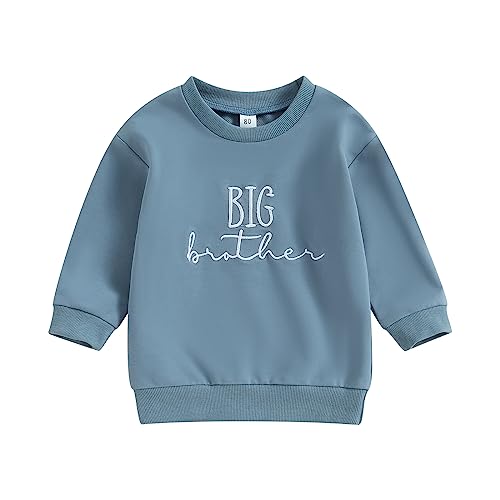 Kinder Baby Jungen Familie Passendes Sweatshirt Strampler für Brüder Langarm Rundhalsausschnitt Little/Big Brothers Strampler Hemd Familie Brüder Kleidung (Big Bro Blau 2, 4-5 Years) von ESSECMBS