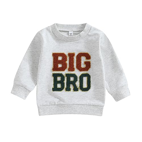 Kinder Baby Jungen Familie Passendes Sweatshirt Strampler für Brüder Langarm Rundhalsausschnitt Little/Big Brothers Strampler Hemd Familie Brüder Kleidung (Big Bro Grau, 2-3 Years) von ESSECMBS