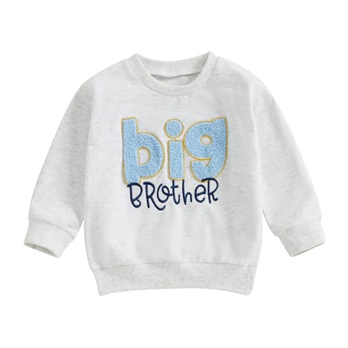 Kinder Baby Jungen Familie Passendes Sweatshirt Strampler für Brüder Langarm Rundhalsausschnitt Little/Big Brothers Strampler Hemd Familie Brüder Kleidung (Big Bro Grau 1, 18-24 Months) von ESSECMBS