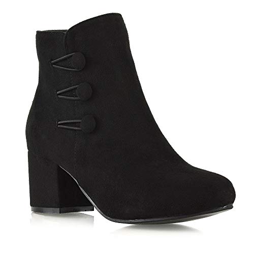 ESSEX GLAM Damen Reißverschluss Blockabsatz Stiefeletten Frau Schwarz Wildlederimitat Zuknöpfen Runder Zeh Schuhe EU 40 ESSEX GLAM Damen Reißverschluss Blockabsatz Stiefeletten Frau Schwarz Wildlederimitat Zuknöpfen Runder Zeh Schuhe EU 40 von ESSEX GLAM