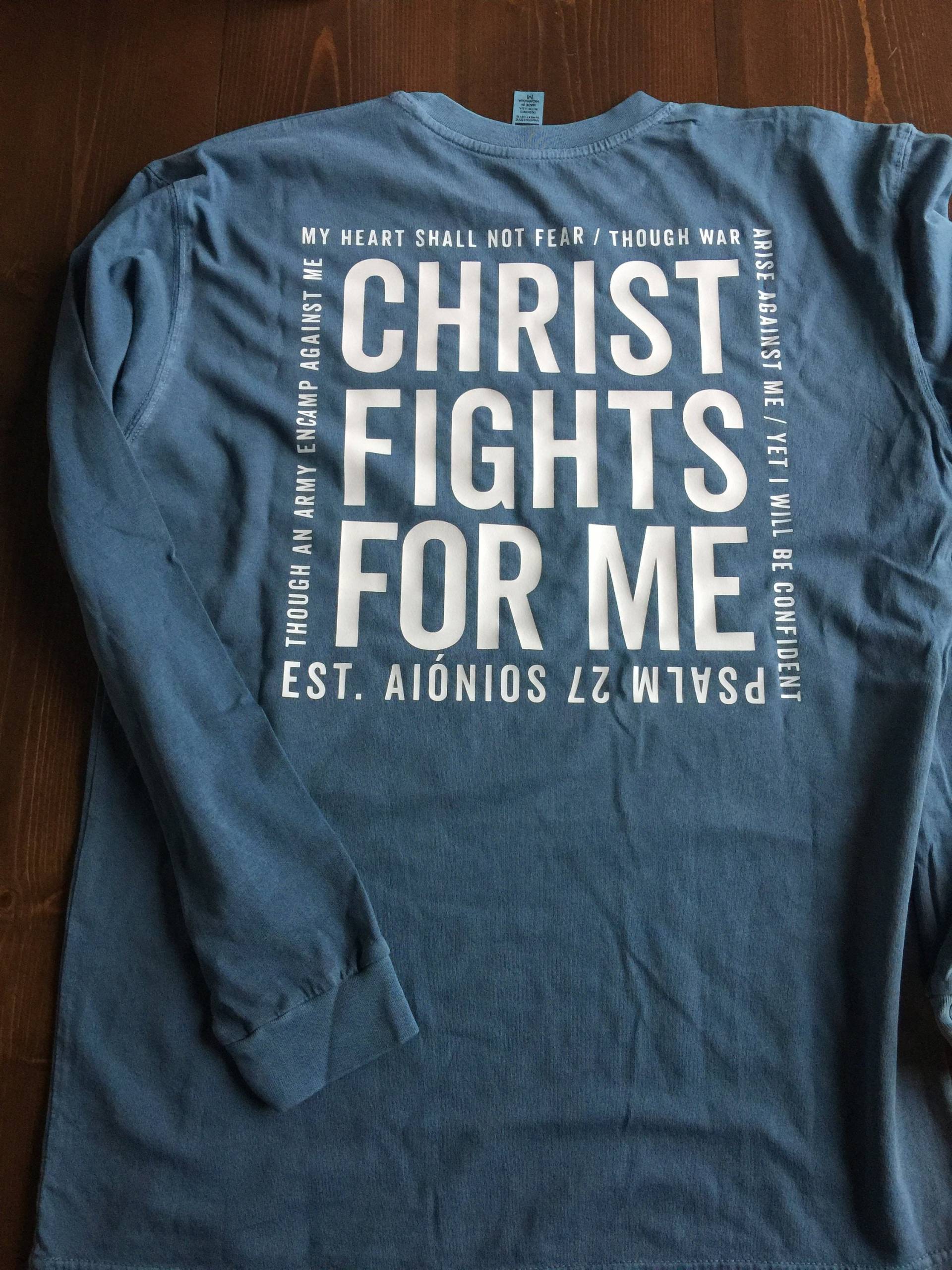 Christus Kämpft Für Mich Langarm-T-Shirt || Christian T-Shirt Christus Kämpft Für Mich Langarm-T-Shirt || Christian T-Shirt von ESTAIONIOS
