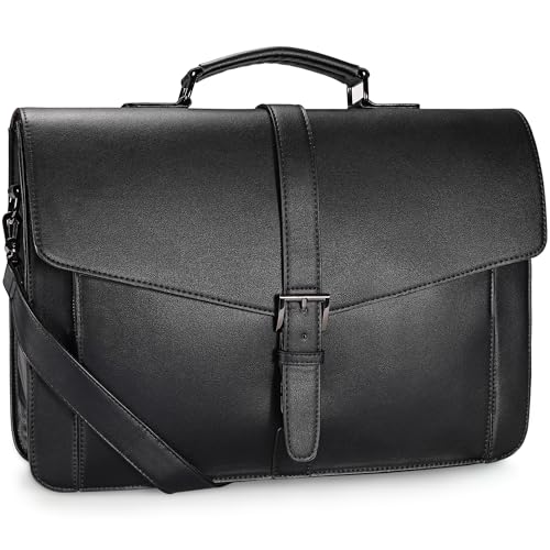 ESTARER Leder Aktentasche Herren, 15.6 Zoll Groß Laptoptasche/Arbeitstasche für Arbeit,College,Reisen,Büro von ESTARER