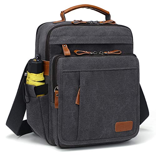 ESTARER Umhängetasche Herren Schultertasche 13 Zoll kleine Herrentasche Kuriertasche aus Canvas für Arbeit Schule Reise von ESTARER