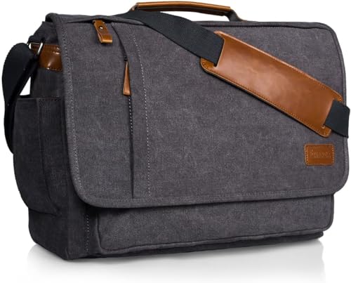 ESTARER Umhängetasche/Laptoptasche 15.6 Zoll für Arbeit/Uni aus Canvas Grau von ESTARER