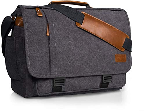 Estarer Umhängetasche 15,6 Zoll Laptoptasche aus Canvas für Schule/Reisen/Business von ESTARER