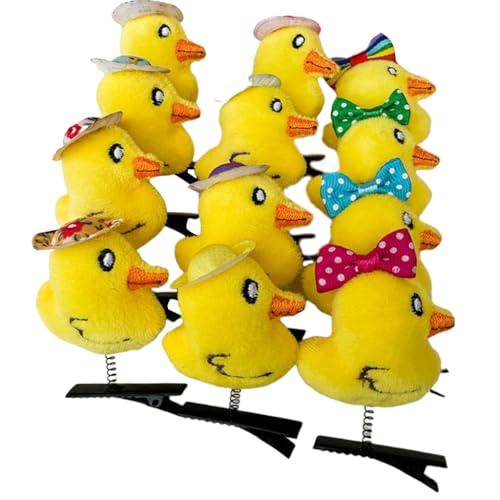 12 x Cartoon-Haarnadeln, gelbe Enten-Haar-Accessoire, Kopfbedeckung für verschiedene Looks von ESTCNK