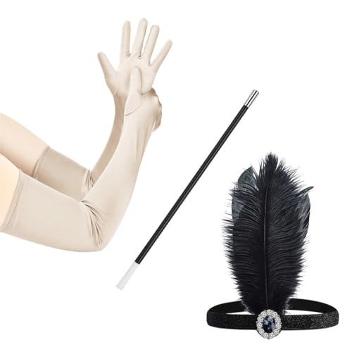 1920er Jahre Flapper Party Kostüm Zubehör Frauen Kopfbedeckung Stirnband Handschuhe von ESTCNK