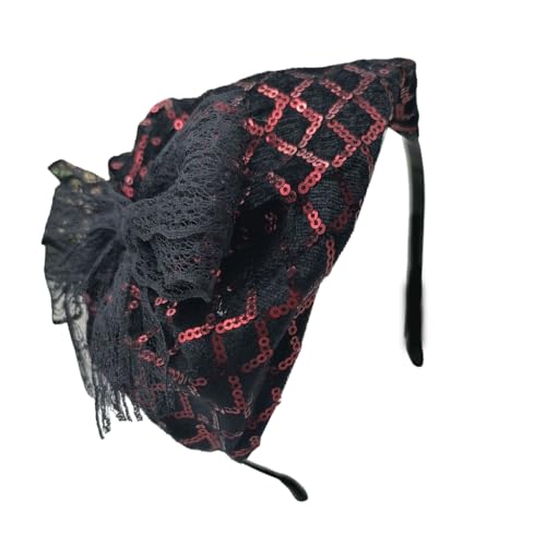 ESTCNK Haarreif mit Spitze, Schleife, Paillettenhut für Damen und Mädchen, ästhetischer französischer Fascinator, Haarreif für Abendkleider, Haarstyling von ESTCNK