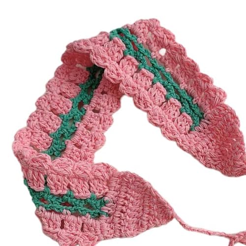 ESTCNK Handgewebte Bandanas in Kontrastfarbe für Damen und Mädchen, gehäkeltes Kopftuch von ESTCNK