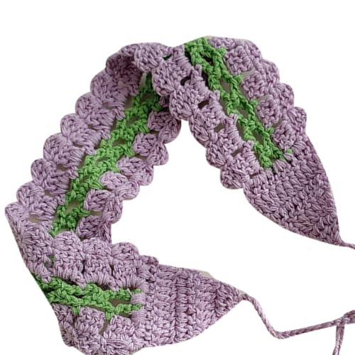 ESTCNK Handgewebte Bandanas in Kontrastfarbe für Damen und Mädchen, gehäkeltes Kopftuch von ESTCNK