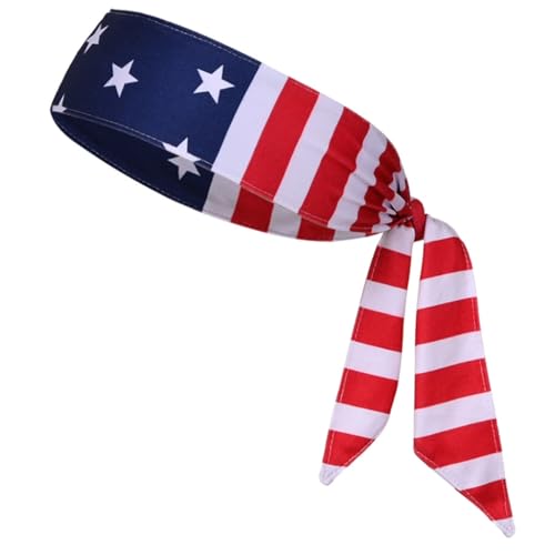 ESTCNK Turban-Stirnbänder für Damen, USA-Flaggen, Sterne, Schleifen, Stirnband, Haarband von ESTCNK