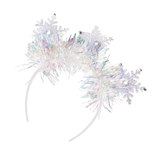 ESTCNK Weiße Schneeflocken-Haarbänder mit glitzernden Strasssteinen, Kopfschmuck für Damen und Mädchen, Festival, Urlaub und Winterpartys von ESTCNK