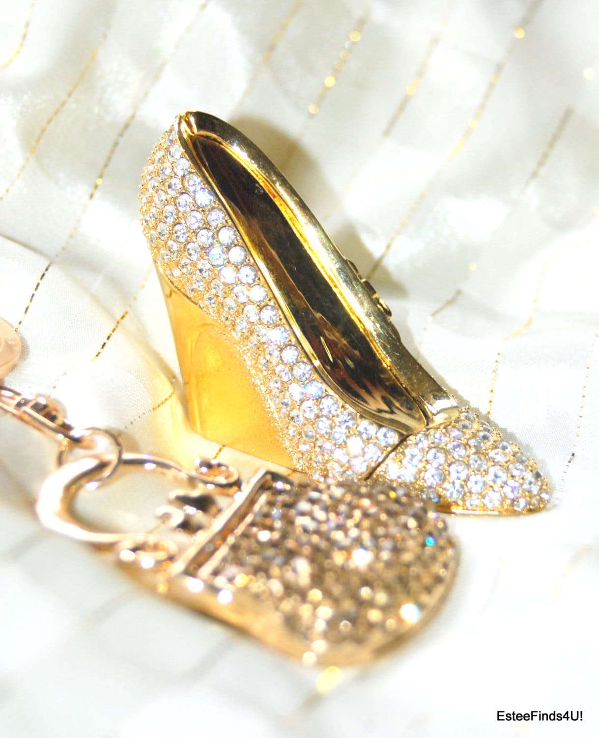 Estee Lauder Glass Slipper Compact Kennen Festes Parfüm Und Freie Kristallschlüsselring Estee Lauder Glass Slipper Compact Kennen Festes Parfüm Und Freie Kristallschlüsselring von ESTEEFINDS4U