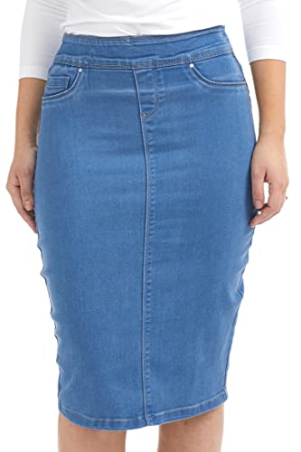 ESTEEZ Damen Denim Bleistiftrock - hohe Taille - Schlupfrock - Siena - Blau - 36 von ESTEEZ