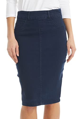 ESTEEZ Damen Jeansrock Bleistiftrock Stretch Jeans Knielang - Brooklyn - Blau - 38 von ESTEEZ