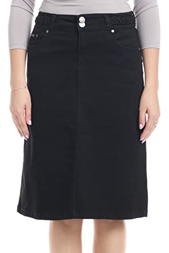 ESTEEZ Damen Jeansrock - Relaxed A-Linie Jeans - Bescheiden - Unterhalb des Knies Blickdicht - Sydney, schwarz, 48 von ESTEEZ