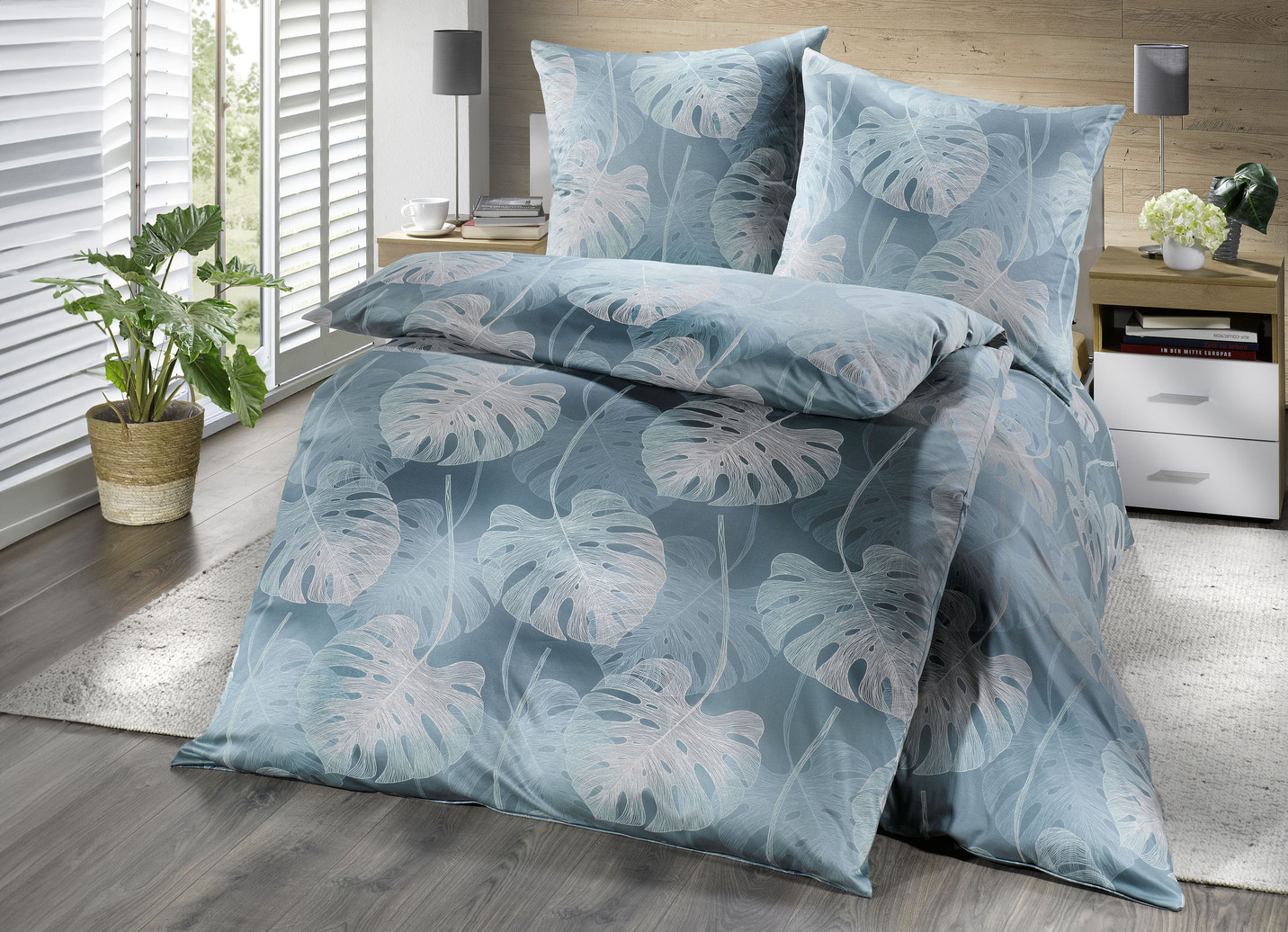 Mako-Satin Bettwäsche-Garnitur von Estella, Größe 112 (80/80 cm + 135/200 cm), Grün von ESTELLA