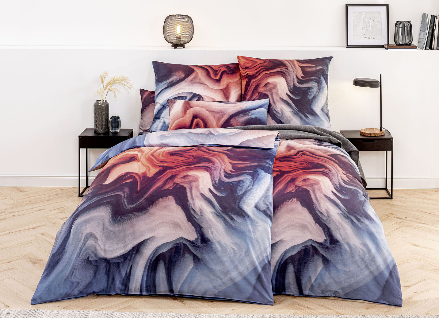 Mako-Satin Bettwäsche-Garnitur von Estella, Größe 112 (80x80 cm + 135x200 cm), Rot von ESTELLA