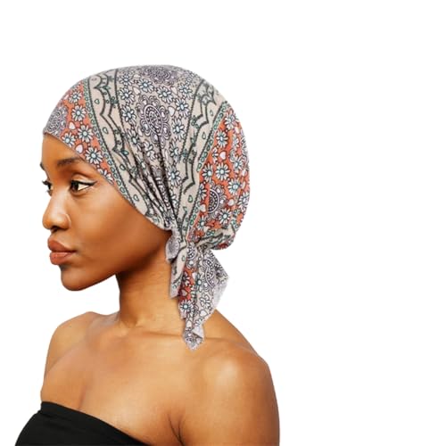 ESTEVANJ MUR Kopfbedeckung für Damen Schlaf Beanie Kopftuch für kahle Wickel Krebs Hüte Bandana Elastic Turban (2) von ESTEVANJ MUR