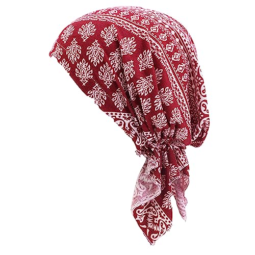 ESTEVANJ MUR Kopfbedeckung für Damen Schlaf Beanie Kopftuch für kahle Wickel Krebs Hüte Bandana Elastic Turban (4) von ESTEVANJ MUR