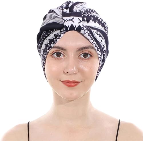 ESTEVANJ MUR Turbane für Frauen/Kopftuch für Frauen Weiche Turban-Kopftuch-Kopfbedeckung Plissee-Beanie-Mütze Haarausfall-Hut (DE/NL/SE/PL, Alphanumerisch, Einheitsgröße, H) von ESTEVANJ MUR