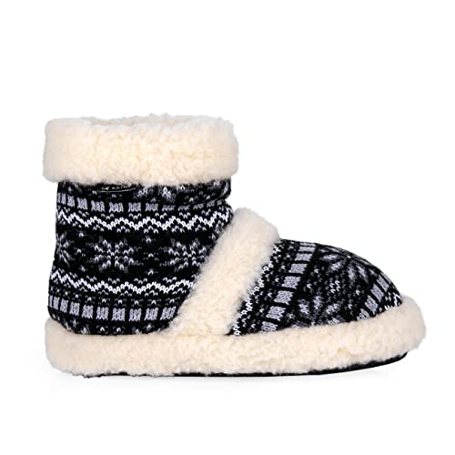 ESTRO Damen Hausschuhe - Bequeme und Warme Pantoffeln aus Merinowolle, rutschfeste Außensohle, Unisex Pantoletten für Winter B03 (36/37, Schwarz) von ESTRO