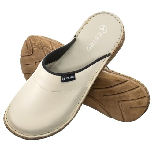 ESTRO Filzpantoffeln Damen Pantoffeln Filz - Filzhausschuhe für Damen Hausschuhe Filz mit Rutchfeste Sohle F03 (38, Beige) von ESTRO