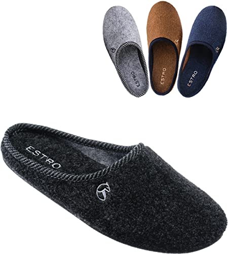 ESTRO Filzpantoffeln Herren Pantoffeln Herren - Filzpantoffeln mit Gummisohle Hausschuhe Männer Filz Männer Hausschuhe Warm REX (45 EU, Anthrazit) von ESTRO