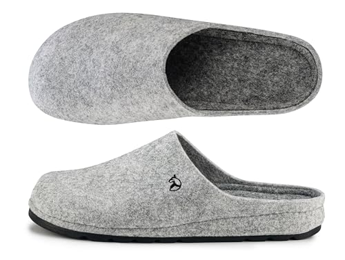 ESTRO Filzpantoffeln Herren Hausschuhe Filz - Hausschuhe Herren Winter Warm Filzpantoffeln mit Gummisohle Pantoffeln Winter F05 (Grau, 46 EU) von ESTRO