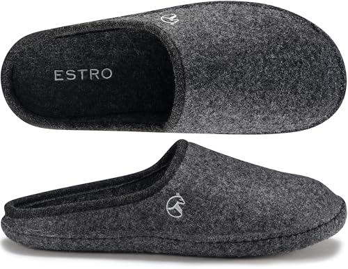 ESTRO Filzpantoffeln Herren mit Filzsohle - Hausschuhe Herren Winter Warm Hausschuhe Männer Filz Pantoffeln WOLLFILZ (Graphit, 42 EU) von ESTRO