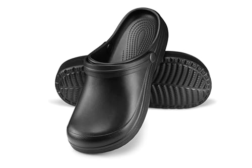 ESTRO Gartenclogs Damen Clogs Gummi - Gummi Gartenschuhe Damen Clogs Garten Leicht Gummischuhe Sommer F07 (37 EU, Schwarz) von ESTRO