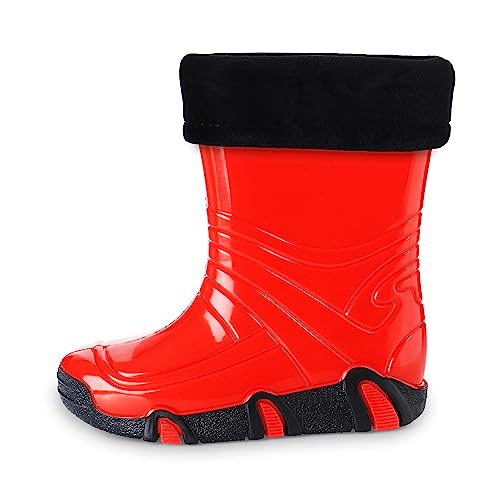 ESTRO Gefütterte Gummistiefel Kinder Winter - Regenstiefel Kinder Gummistiefel Kinder Gefüttert Regenschuhe Kinder ZW02 (21/22 EU, ZW02 Rot) von ESTRO