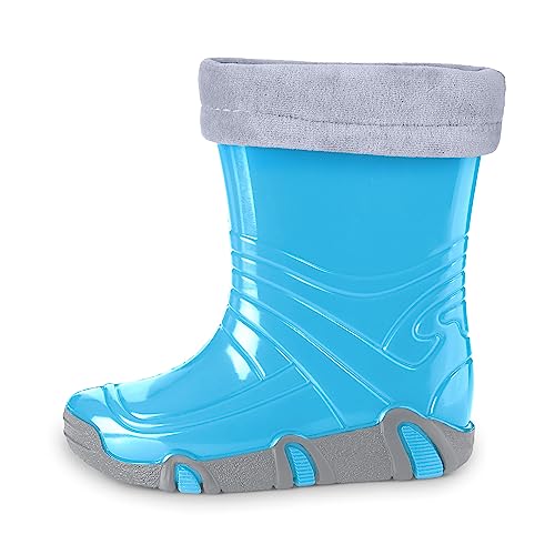 ESTRO Gefütterte Gummistiefel Kinder Winter - Regenstiefel Kinder Gummistiefel Kinder Gefüttert Regenschuhe Kinder ZW02 (25/26 EU, ZW02 Blau) von ESTRO