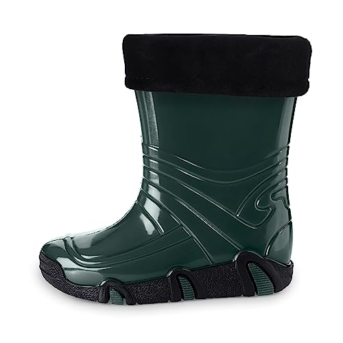 ESTRO Gefütterte Gummistiefel Kinder Winter - Regenstiefel Kinder Gummistiefel Kinder Gefüttert Regenschuhe Kinder ZW02 (25/26 EU, ZW02 Grün) von ESTRO