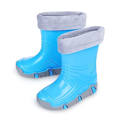 ESTRO Gefütterte Gummistiefel Kinder Winter - Regenstiefel Kinder Gummistiefel Kinder Gefüttert Regenschuhe Kinder ZW02 (27/28 EU, ZW02 Blau) von ESTRO