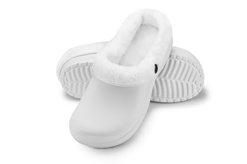 ESTRO Gummi Clogs Gefüttert Damen - Garten Clogs Herren Gartenschuhe Gefüttert Gartenclogs Damen Gefüttert Winterclogs Gefüttert Herren A12 (38, Weiß) von ESTRO