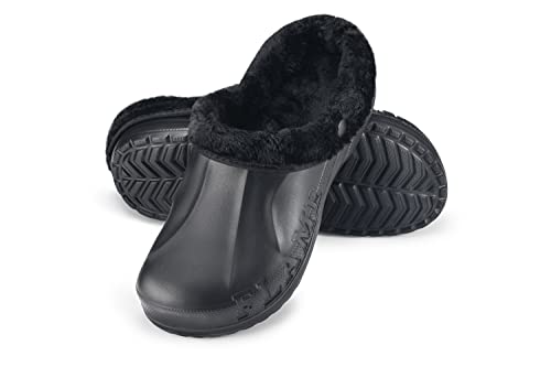 ESTRO Gummi Clogs Gefüttert Damen - Garten Clogs Herren Gartenschuhe Gefüttert Gartenclogs Damen Gefüttert Winterclogs Gefüttert Herren A12 (41, Schwarz) von ESTRO